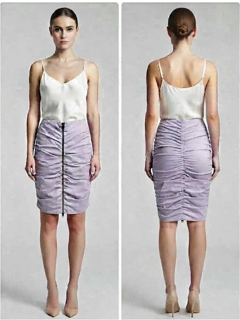 Tom Ford Ruched Pencil  leather Skirt in Lavender color, IT 36. ( US2-4)